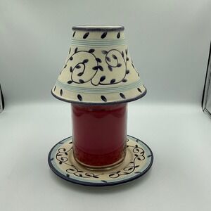 Yankee Candle Tart Warmer Plate Shade Rare Print Set Blue Vine Floral Ceramic